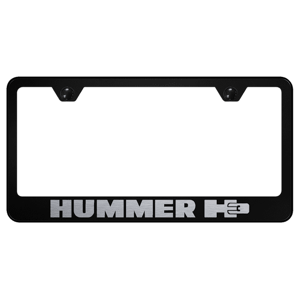 Hummer H3 Logo on Black Metal License Plate Au-Tomotive Gold INC 